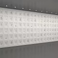 Art Installation Featuring Gallery Wall With Framed Artworks Under Spotlight Illumination In Modern Exhibition Space