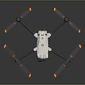 Professional Drone With White Body Black Rotor Arms And Orange Tipped Propellers