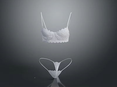Elegant White Women's Lingerie Set With Delicate Lace Trim And Soft Fabric 3d model