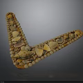 V Shaped Decorative Craft Made With Seashells And Pebbles Arrangement