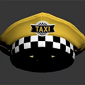 Yellow Taxi Driver Hat With Black And White Checkered Band And TAXI Logo