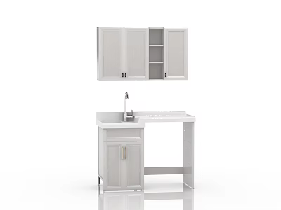 Modern Bathroom Vanity Cabinet with Upper Storage Lower Countertop Sink and Faucet 3d model
