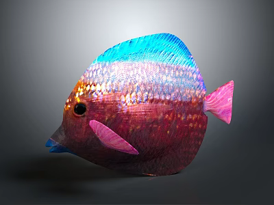Colorful Tropical Fish With Blue Dorsal Fin Pink Fins And Iridescent Scales 3d model