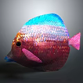 Colorful Tropical Fish With Blue Dorsal Fin Pink Fins And Iridescent Scales