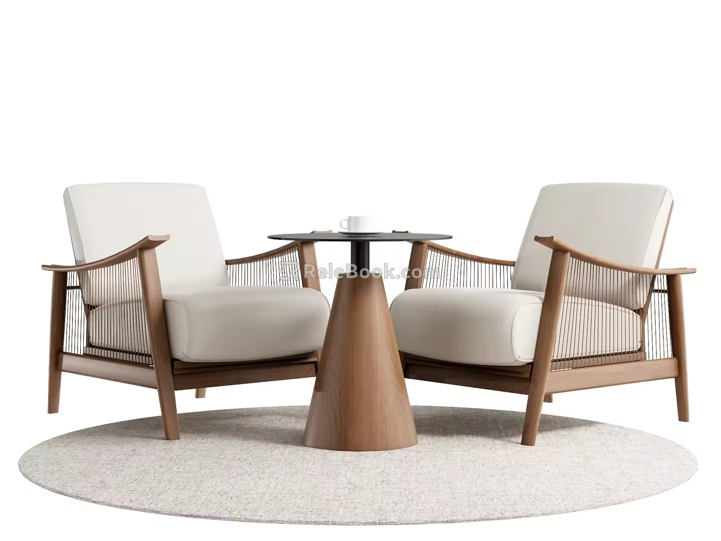 New Chinese Style Casual Table and Chair Combination Coffee Table and Chair Combination Negotiation Table and Chair Combination Small Round Table Leisure Chair 3d model