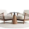 New Chinese Style Casual Table and Chair Combination Coffee Table and Chair Combination Negotiation Table and Chair Combination Small Round Table Leisure Chair 3d model