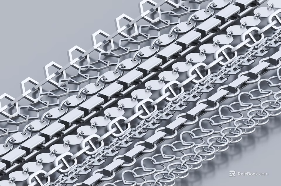 Contemporary Metal Wall Decor With Geometric Grids And Chain Links Design For Home 3d model 