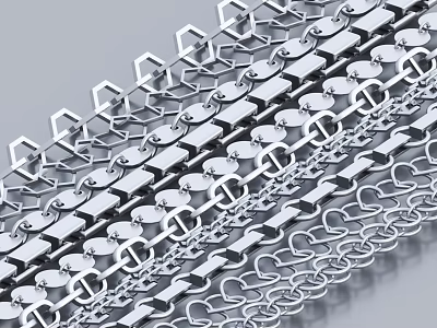 Contemporary Metal Wall Decor With Geometric Grids And Chain Links Design For Home 3d model