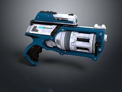 Blue And White Futuristic Sci Fi Gun Featuring Mechanical Design Advanced Tech And Modern Structure 3d model