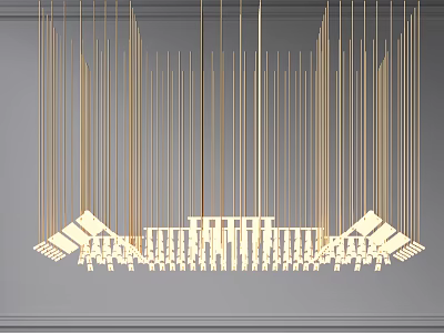 New Chinese Chandelier Tiles Luminous Glass Chandelier 3d model