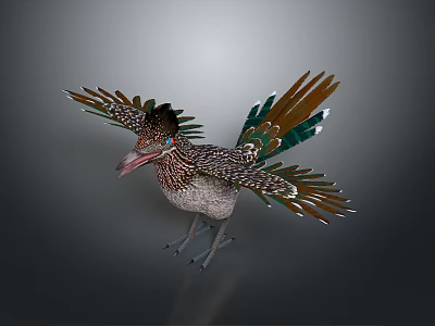 Colorful Flying Bird Displaying Spread Wings And Distinctive Crested Head With Vibrant Feathers 3d model