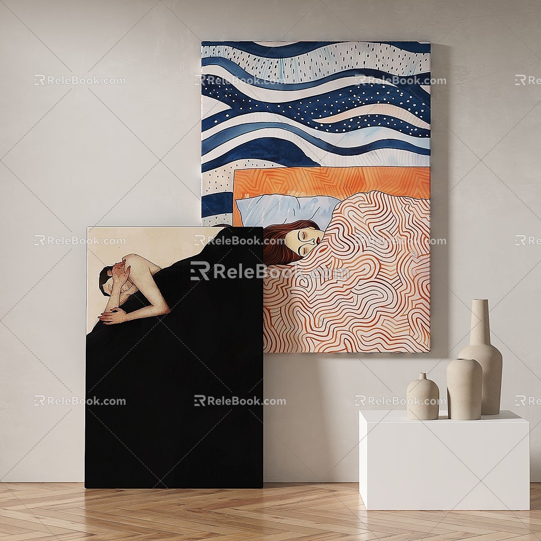 Modern minimalist abstract decorative painting 3d model