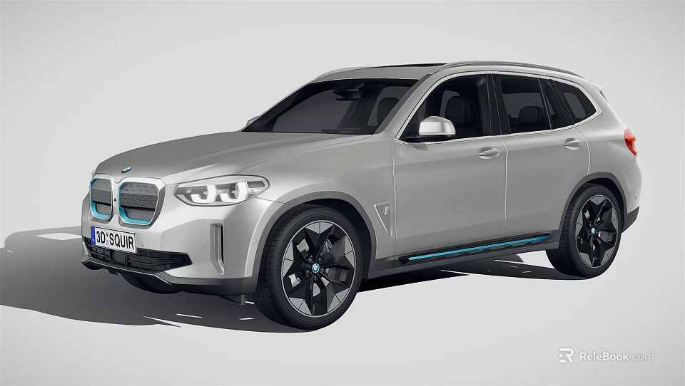 BMW Electric SUV Silver Exterior With Blue Accents And Modern Design 3d model 