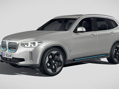 BMW Electric SUV Silver Exterior With Blue Accents And Modern Design 3d model