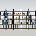 Modern Wine Cabinet With Metal Frame And Wooden Shelves For Wine Bottles Storage
