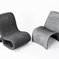 Gray Fabric Single Sofa With Modern Curved Design And Comfortable Seat 3d model