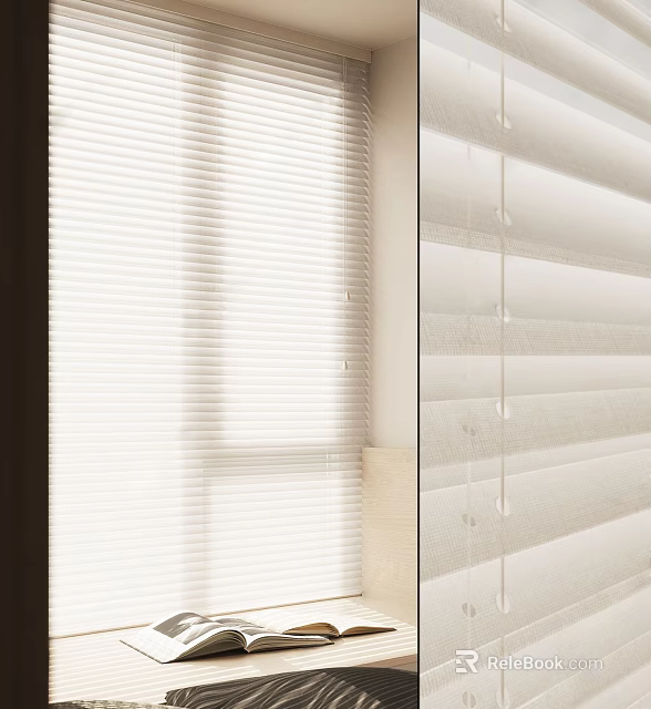 White Window Blinds For Modern Interior With Natural Light Filtering 3d model 