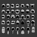 Various Hairstyle Designs For Human Head With Different Hair Types And Lengths