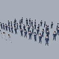 A Group of People in Uniforms Standing in Formation with Some Performing