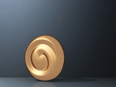 Commercial Equipment With Golden Spiral Design And Metallic Finish On Gray Background 3d model