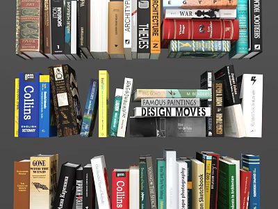 Stacked Books and Magazines with Colorful Spines Diverse Titles and Topics 3d model