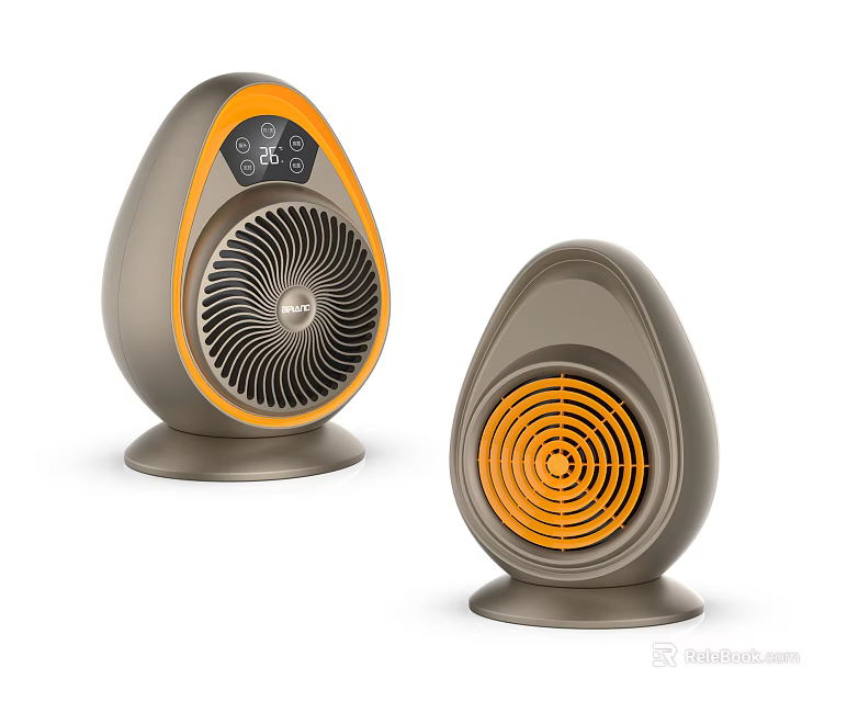 Egg Shaped Air Cooler Fans With Gray And Orange Design And Control Panel 3d model 