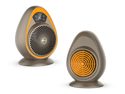 Egg Shaped Air Cooler Fans With Gray And Orange Design And Control Panel 3d model
