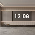 Modern Minimalist TV Background Wall With Gray Cabinets LED Strip Lighting And Marble Texture