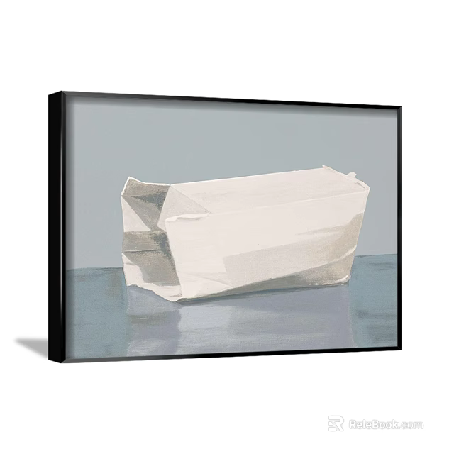 Folded Open White Paper Takeout Box on Smooth Surface With Black Frame and Gray Background 3d model 