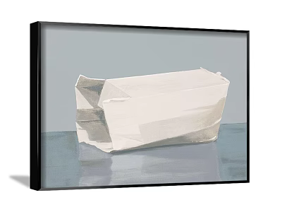 Folded Open White Paper Takeout Box on Smooth Surface With Black Frame and Gray Background 3d model
