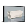 Folded Open White Paper Takeout Box on Smooth Surface With Black Frame and Gray Background