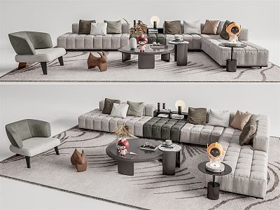 Modern sofa coffee table combination 3d model