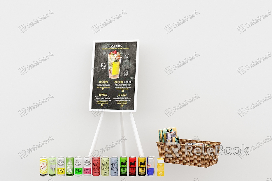 Billboard signboard milk tea advertising drinks bamboo basket books model