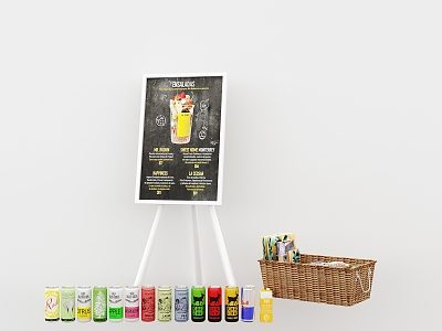 Billboard signboard milk tea advertising drinks bamboo basket books model