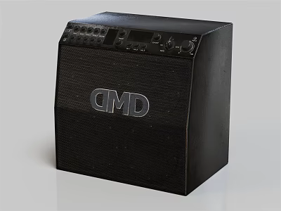 Black CMD Speaker With Top Control Panel And Textured Front Logo Design 3d model