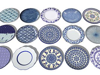 Chinese plate blue and white porcelain plate 3d model