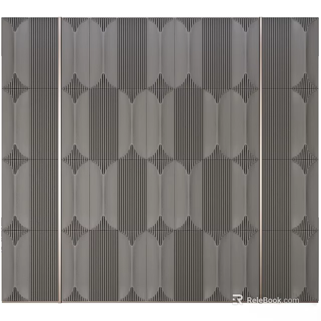 Modern Gray Wall Decor With Geometric Patterns Stripes And Diamond Shapes 3d model 