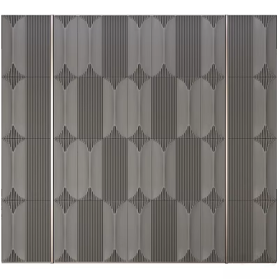 Modern Gray Wall Decor With Geometric Patterns Stripes And Diamond Shapes 3d model