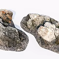 Natural Stone And Wood Elements With Rough Textured Surfaces And Mossy Details