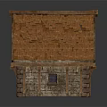 Traditional Cottage Building With Wood And Stone Structure Orange Tiled Roof Windows And Wooden Door