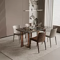 Modern Dining Table Set Interior With Glass Top Mixed Color Chairs And Pendant Light