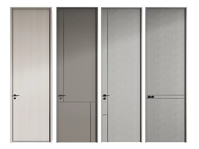 Modern Interior Hinged Doors With Various Designs And Handles For Home Use 3d model