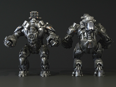 Modern game character robot 3d model