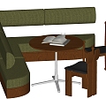 Middle ancient style dining table and chair combination card seat sofa 3d model