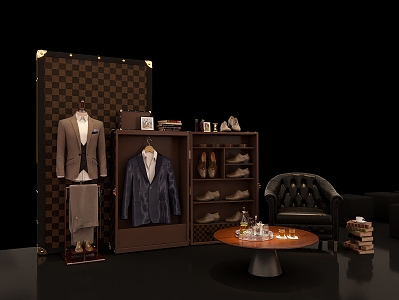 British style suit and leather shoes show 3d model