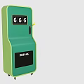 Other Green Self Service Terminal With Display Screen Showing Numbers And Wheels