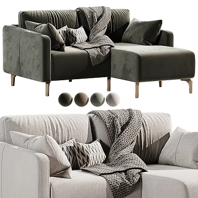 Modern Sectional Sofa With Multiple Pillows Cozy Throw Blanket And Various Color Options 3d model