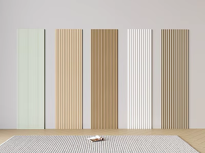 Vertical Striped Wall Panels In Various Colors For Modern Interior Decor 3d model