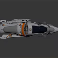Sci Fi Metallic Vehicle With Orange Accents Black Seat And Ski Runners