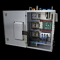 Electrical Control Cabinet Interior With Circuit Breakers Wiring And Components 3d model